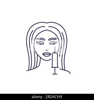 mesotherapy line icon, facial injection Stock Vector