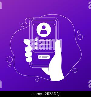 delete profile or account illustration, vector Stock Vector