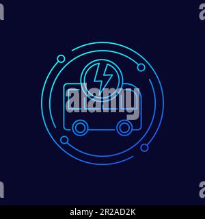 electric bus icon, clean transport linear vector Stock Vector