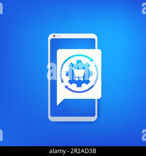order processing, e-commerce icon with a phone Stock Vector