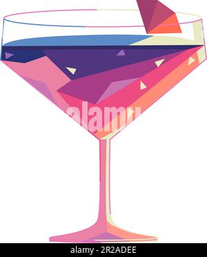 Cocktail in martini glass. Vector illustration in flat technique Stock Vector