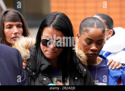 Charlie Mclean, the mother of Khayri Mclean outside Leeds Crown Court after Jakele Pusey, 15, who will serve a minimum term of 16 years and Jovani Harriott, 17 who will serve at least 18 years, were sentenced for the murder of Khayri Mclean. Picture date: Thursday May 18, 2023. Stock Photo