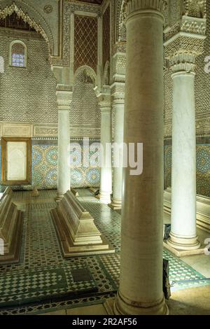 Marrakech, Morocco 2023.  Saadien Tombs interior Stock Photo