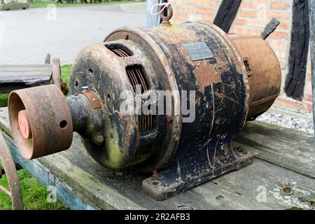 vintage electrical motor engine with rust Stock Photo