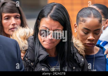 Charlie Mclean, the mother of Khayri Mclean outside Leeds Crown Court after Jakele Pusey, 15, who will serve a minimum term of 16 years and Jovani Harriott, 17, who will serve at least 18 years, were sentenced for the murder of Khayri Mclean. Picture date: Thursday May 18, 2023. Stock Photo