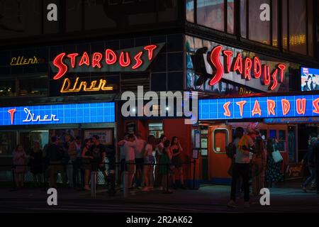Ellens Stardust Diner at night, Manhattan, New York Stock Photo