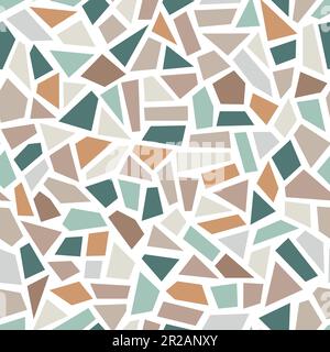 Terrazzo style vector mosaic seamless pattern. Stone marble texture floor background. Stock Vector