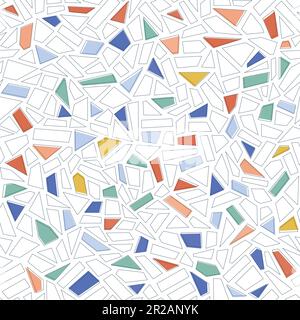 Bright vector abstract ceramic mosaic seamless pattern. Stone marble texture textile background. Terrazzo floor, wall print. Stock Vector