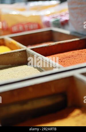 Spices on dispaly in a street market Stock Photo
