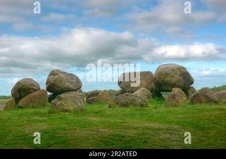 Prehistoric passage grave, a hunebed, near the dutch village Loon in the Netherlands Stock Photo