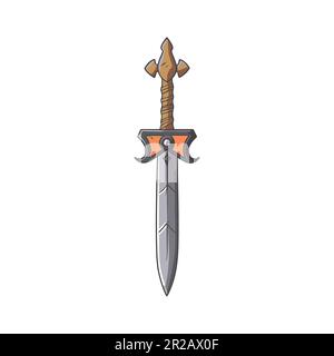 Sword in cartoon style isolated on white background. Vector illustration Stock Vector