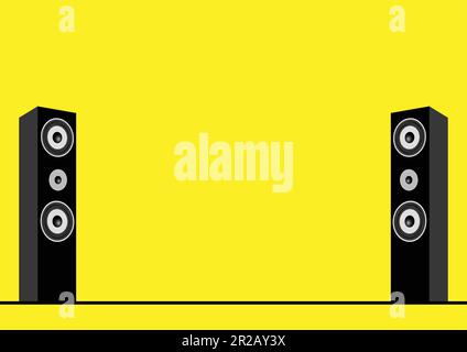 Vector illustration of speakers, sound system, music, stereo, home theater theme Stock Vector