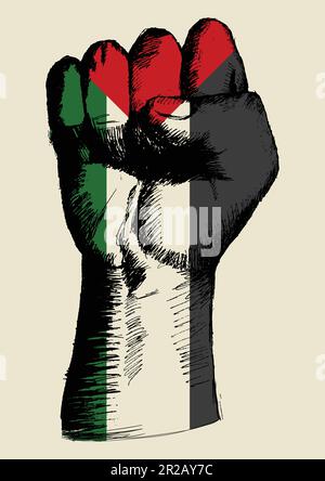Sketch illustration of a fist with Palestine insignia Stock Vector