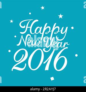 Happy New Year 2016 text with simple decorative ornament for New Year's theme and background Stock Vector