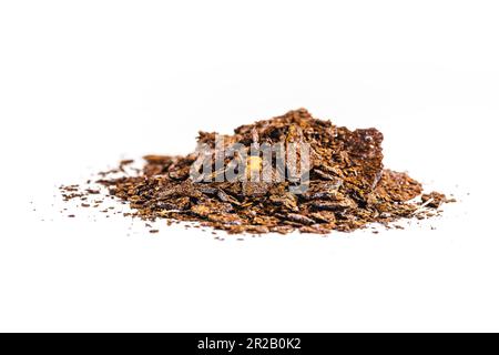 rusty metal, metal corroded by time in oxidation, isolated white background Stock Photo