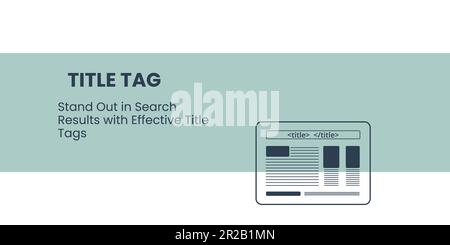 Title Tag Banner on Green Background. Stylish SEO Banner with Black Text and Icon for Business and Marketing Stock Vector