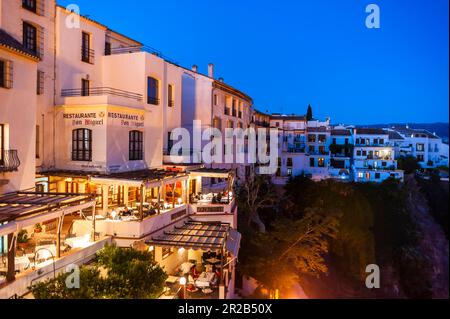 Ronda, Malaga, Spain, Tourist Hotel, 'Hotel don Miguel', Night Scenic, Cityscape, gentrification, tourism Stock Photo