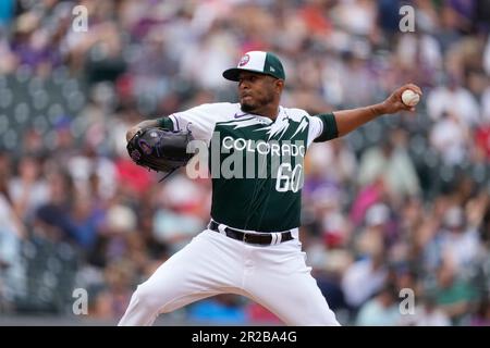 DENVER, CO - JULY 18: Colorado Rockies relief pitcher Fernando Abad (60)  pitches in the fourth inning during an interleague game between the Houston  Astros and the Colorado Rockies at Coors Field