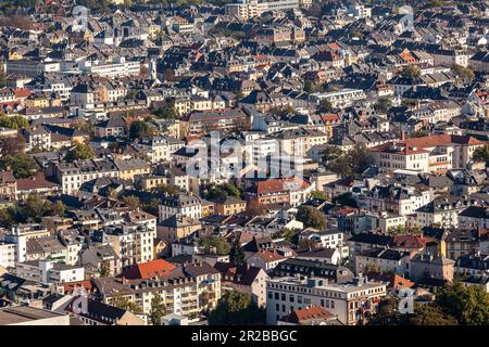 aerial of living area in Frankfurt, Germany with three and four floor buildings. Stock Photo