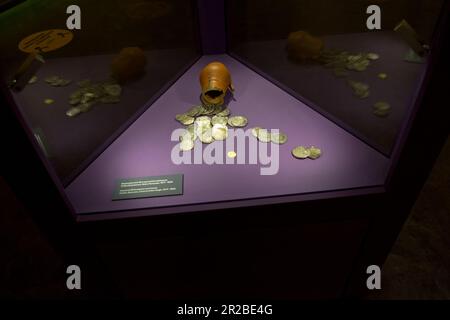 Hoard of 30 European coins (1577-1665)  . Diachronic Museum of Larissa , Greece Stock Photo