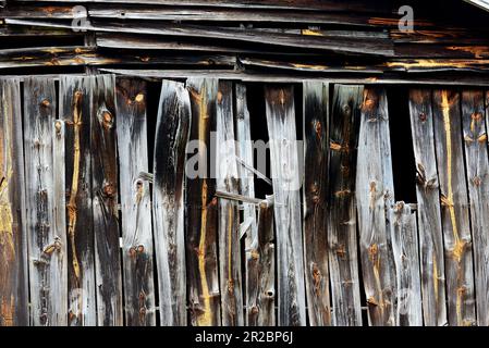 Warped boards on an old barn Stock Photo
