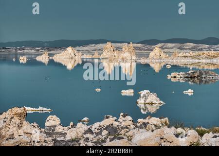 Mono Lake with natural tufa rock formations in California, USA Stock Photo