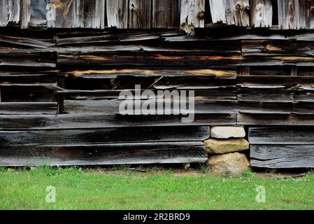 Warped boards on an old barn Stock Photo