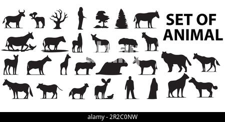 A set of animal silhouette vector illustrations. Stock Vector
