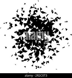 Shatters and debris radial shape. Broken pieces, specks and particles. Abstract explosion and burst element. texture. Vector illustration  Stock Vector