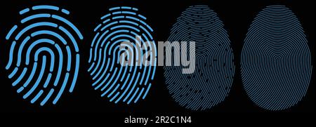 fingerprint scan blue with black background Stock Vector