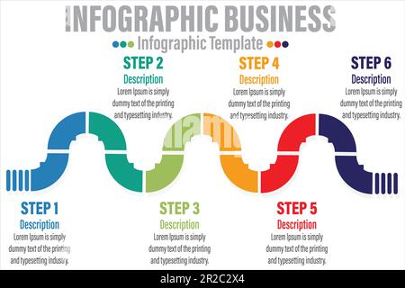 Infographic design template with numbers Six 6 Steps, Six 6 option for ...