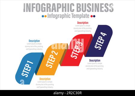 4 Step or four option Infographic business stair success of marketing vector design template Stock Vector