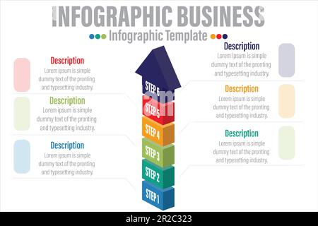 Infographic design template. Creative concept Arrows with 6 steps and Six 6 option Stock Vector