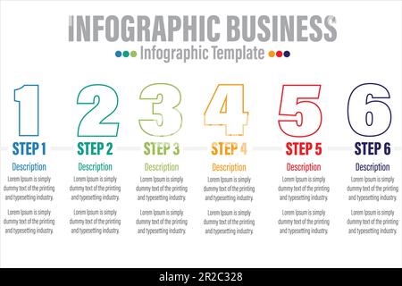 timeline, infographics, Six, 6, step, diagram, infograph, four, number, chart, process, vector, graphic, element, design, graph, template, icon, sched Stock Vector