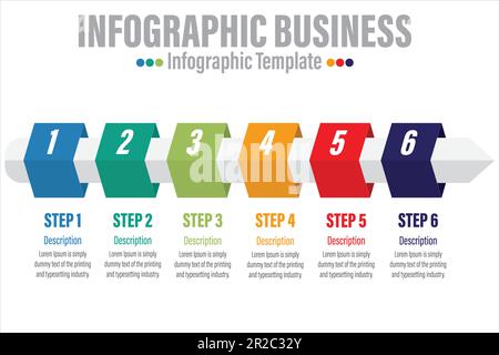 6 Steps or Six 6 option  business model to guide goals infographic with round square box and table concept for slide presentation Stock Vector