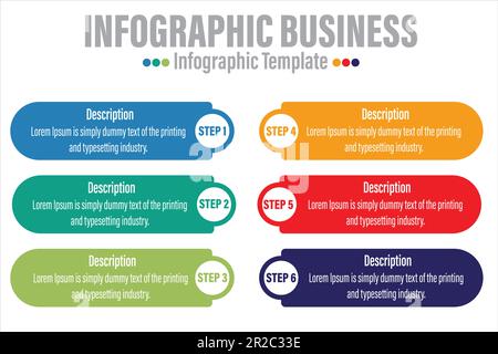 Business Infographic design with icons and Six 6 options or Six 6 steps. infographics for business concept. Stock Vector