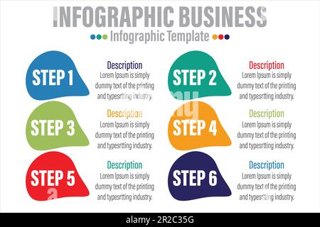 6 Steps or Six 6 Options infographics template. Infographics for business presentations or information banner. Stock Vector
