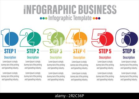 timeline, infographics, Six, 6, step, diagram, infograph, four, number, chart, process, vector, graphic, element, design, graph, template, icon, sched Stock Vector