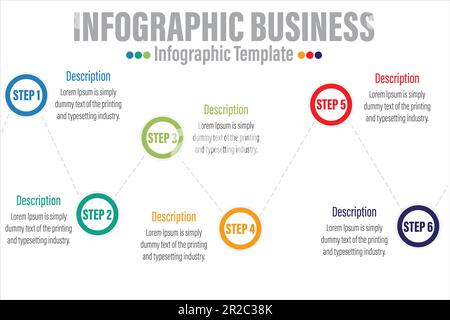 6 Steps, Six option,Infographic timeline,roadmap on grey background. Creative business data visualization. Stock Vector