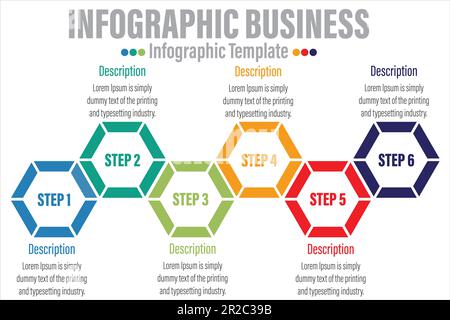Six Styles of Leadership with Six 6 Steps, Six 6 option and description placeholder in an Infographic template Stock Vector