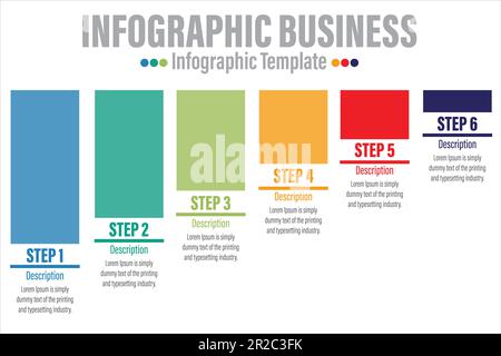 Vertical infographic design with six 6 steps, six 6 options or steps. Thin line. Infographics business concept. Can be used for info graphics, flow ch Stock Vector