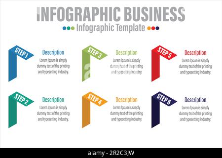 6 Step and Six Option colorful infographics elements. Vector illustration. Stock Vector