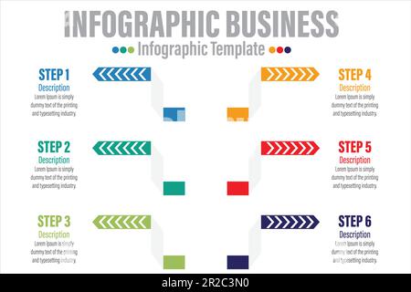 6 Step and Six Option colorful infographics elements. Vector illustration. Stock Vector