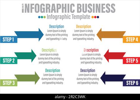 Vector illustration, infographics design, template, marketing, information, with 6 Steps or Six options or steps Stock Vector
