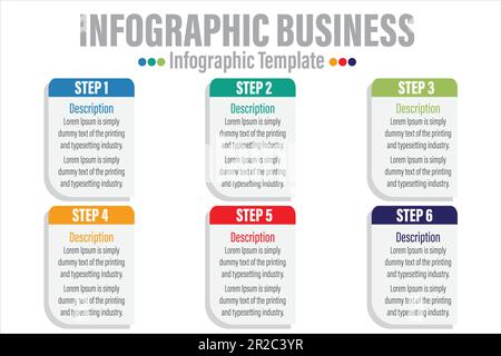 6 Steps Modern Timeline diagram with workflow presentation vector infographic. Infographic template for business. Stock Vector