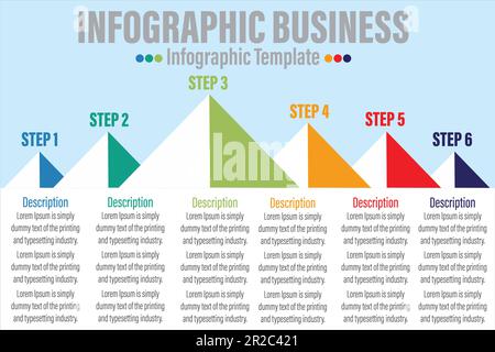 Pyramid infographic template. six-option information template. web, internet, annual report, magazine infographic template. education and science info Stock Vector