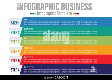 Modern colorful chart 6 Step or six option, graph. Template for diagram, presentation and chart. Infographics elements. Vector illustration. Stock Vector