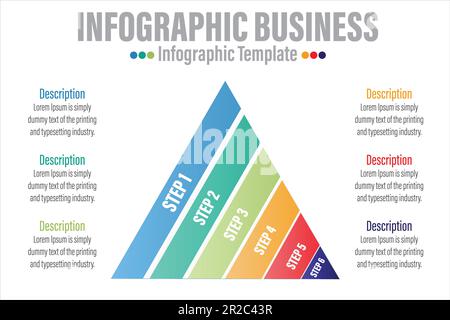 Infographic template for business. 6 steps Modern Mindmap pyramid level diagram, presentation vector infographic. Stock Vector