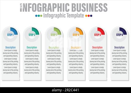 Business infographic template process with simple geometry square, rectangle, circle, triangle, curves in flat design template with thin line icons an Stock Vector