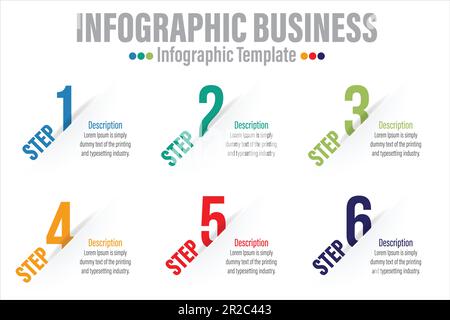 Vector infographic number design with 6 options or 6 steps. infographics for business concept. Business circle template with options for brochure, dia Stock Vector